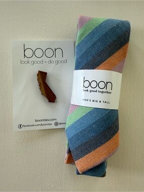 Boon Men's Multicolor Diagonal Stripe Tie - Blue, Green & Orange